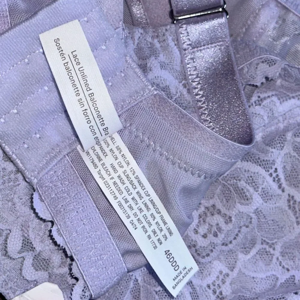 Auden Lavender Lace Bra 46DDD Plus Size Balconette Feminine NWT - Picture 6 of 8
